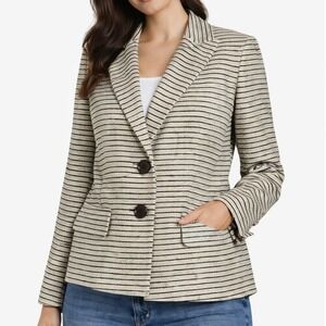 Jones Wear Women's Striped Blazer Jacket Size 10 Textured Career Office NWT Suit